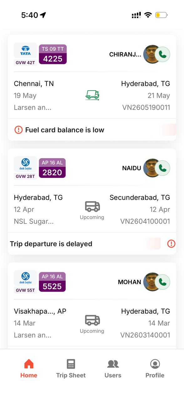 VAHN Fleet Management App